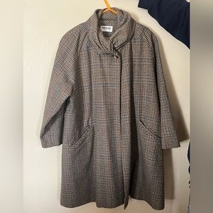 RARE 1960s Italian Brown Houndstooth Cape - Size Medium